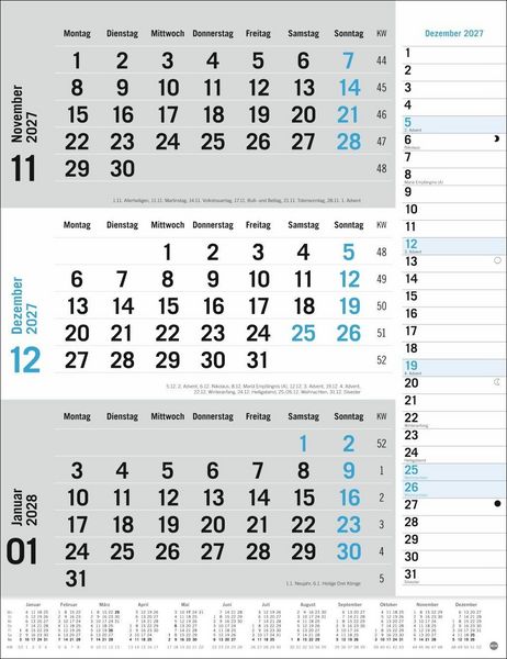 Produktbild: 3-Monats-Planer, blau 2027