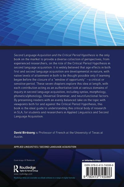Produktbild: Second Language Acquisition and the Critical Period Hypothesis