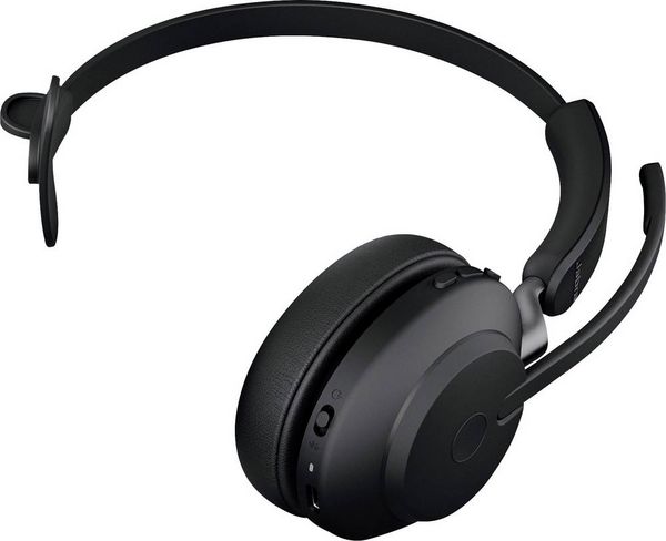 Produktbild: Jabra Evolve2 65 monaural On Ear Headset Bluetooth&reg; Mono Schwarz Lautst&auml;rkeregelung, Batterieladeanzeige, Mikrofon-Stummschaltung Telefon