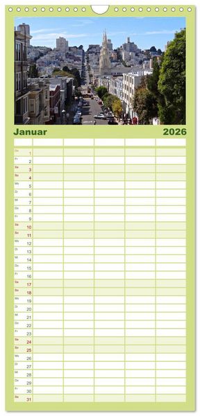 Produktbild: Familienplaner 2026 - San Francisco Westk&uuml;ste USA mit 5 Spalten (Wandkalender, 21 x 45 cm) CALVENDO