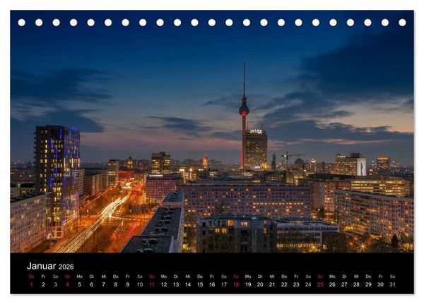 Produktbild: Die Blaue Stunde in Berlin (Tischkalender 2026 DIN A5 quer), CALVENDO Monatskalender