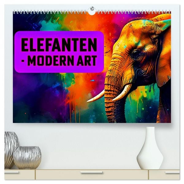 Produktbild: Elefanten - modern Art (hochwertiger Premium Wandkalender 2026 DIN A2 quer), Kunstdruck in Hochglanz