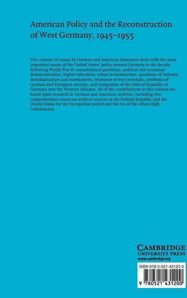 Produktbild: American Policy and the Reconstruction of West Germany, 1945 1955