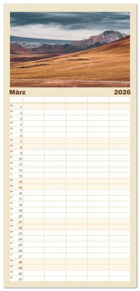 Produktbild: Familienplaner 2026 - Chile - Die stille Kraft der Atacama mit 5 Spalten (Wandkalender, 21 x 45 cm) CALVENDO