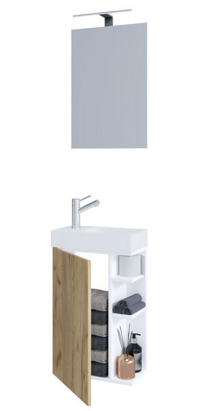 Produktbild: 2-tlg G&auml;ste WC Badm&ouml;bel Waschtisch Lumia Spiegel