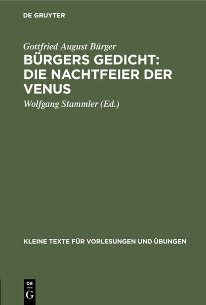 Produktbild: B&uuml;rgers Gedicht: Die Nachtfeier der Venus