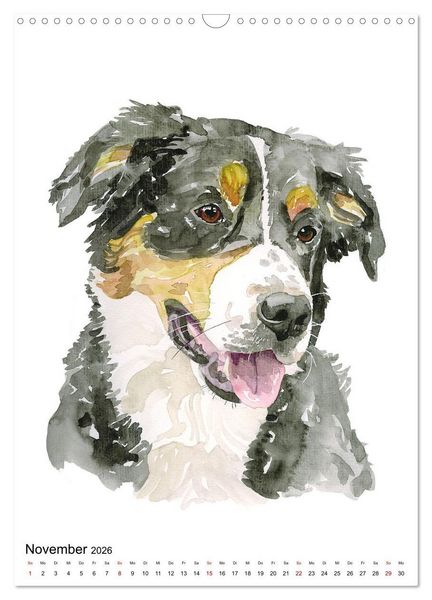 Produktbild: Hunde Portr&auml;ts in Aquarell (Wandkalender 2026 DIN A3 hoch), CALVENDO Monatskalender