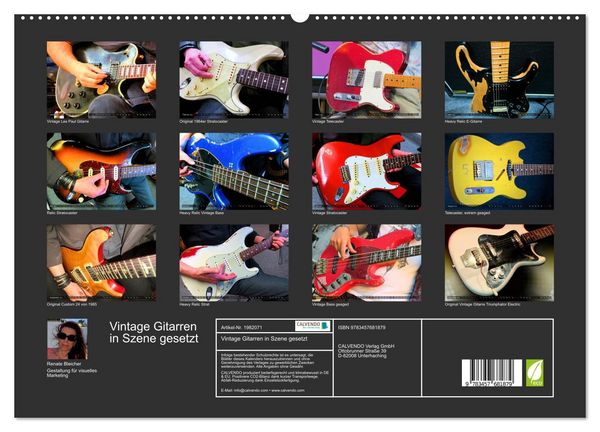 Produktbild: Vintage Gitarren in Szene gesetzt (hochwertiger Premium Wandkalender 2026 DIN A2 quer), Kunstdruck in Hochglanz