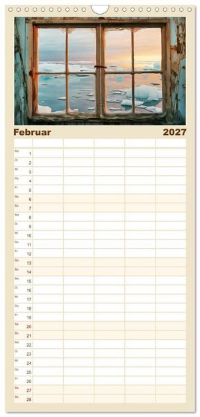 Produktbild: Familienplaner 2027 - Aus dem Fenster geblickt mit 5 Spalten (Wandkalender, 21 x 45 cm) CALVENDO