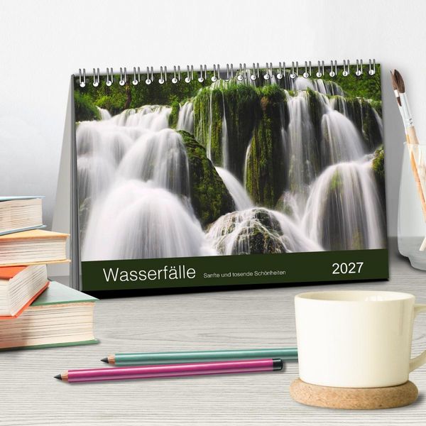 Produktbild: WASSERF&Auml;LLE - Sanfte und tosende Sch&ouml;nheiten (Tischkalender 2027 DIN A5 quer), CALVENDO Monatskalender