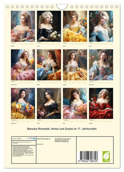 Produktbild: Barocke Romantik. Anmut und Grazie im 17. Jahrhundert (Wandkalender 2026 DIN A4 hoch), CALVENDO Monatskalender