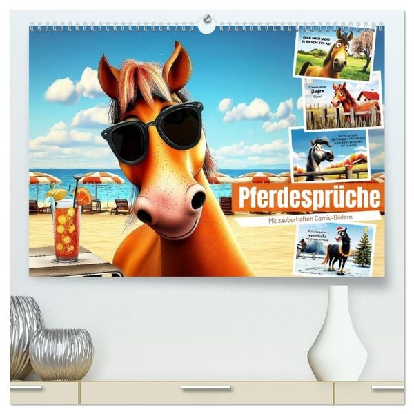 Produktbild: Pferdespr&uuml;che (hochwertiger Premium Wandkalender 2026 DIN A2 quer), Kunstdruck in Hochglanz