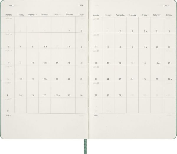 Produktbild: Moleskine 12 Monate Wochen Notizkal. 27 A5 Geb Gr&uuml;n