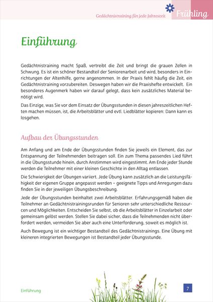 Produktbild: Ged&auml;chtnistraining Senioren - Ged&auml;chtnistraining f&uuml;r jede Jahreszeit: Fr&uuml;hling. Spielerisches Ged&auml;chtnistraining f&uuml;r Senioren. Auch mit Demenz.
