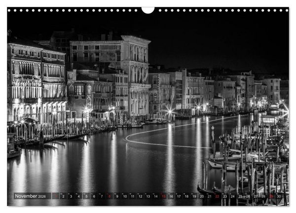 Produktbild: Leuchtendes Venedig &hellip;in monochrom (Wandkalender 2026 DIN A3 quer), CALVENDO Monatskalender