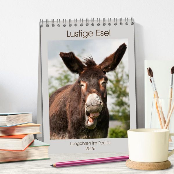 Produktbild: Lustige Esel - Langohren im Portr&auml;t (Tischkalender 2026 DIN A5 hoch), CALVENDO Monatskalender
