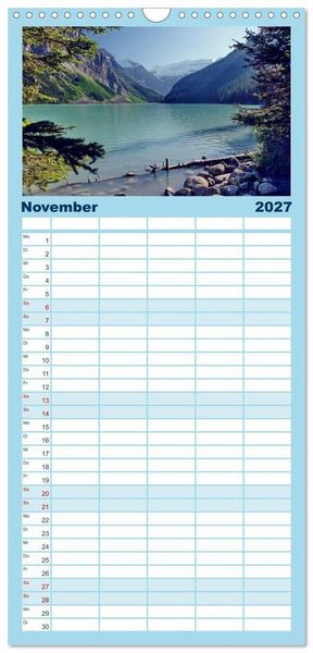 Produktbild: Familienplaner 2027 - Kanadas Westen - Berge und Wasser mit 5 Spalten (Wandkalender, 21 x 45 cm) CALVENDO