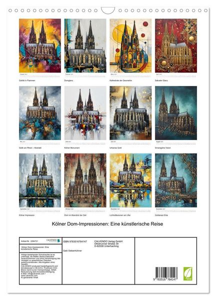 Produktbild: K&ouml;lner Dom-Impressionen: Eine k&uuml;nstlerische Reise (Wandkalender 2027 DIN A3 hoch), CALVENDO Monatskalender