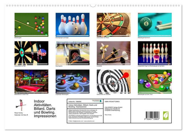 Produktbild: Indoor Aktivit&auml;ten. Billard, Darts und Bowling. Impressionen (hochwertiger Premium Wandkalender 2026 DIN A2 quer), Kunstdruck in Hochglanz