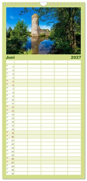 Produktbild: Familienplaner 2027 - Burgen des Hunsr&uuml;cks mit 5 Spalten (Wandkalender, 21 x 45 cm) CALVENDO