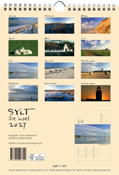 Produktbild: Sylt-die Insel 2027 A4 Kalender