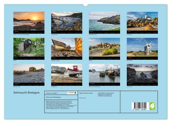 Produktbild: Sehnsucht Bretagne (hochwertiger Premium Wandkalender 2026 DIN A2 quer), Kunstdruck in Hochglanz