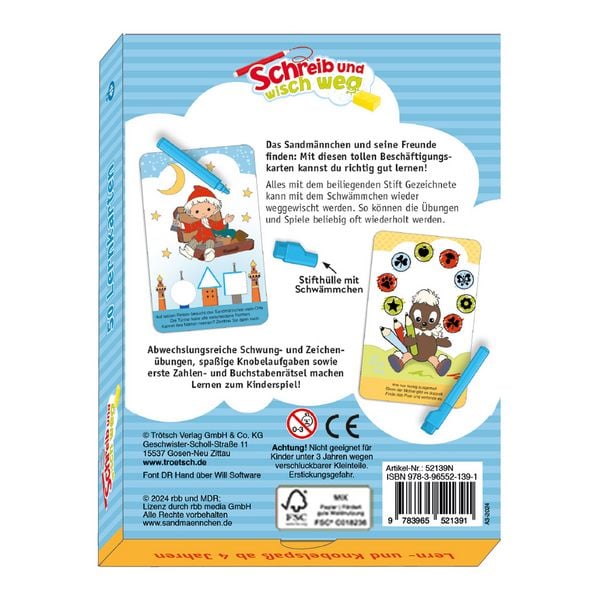 Produktbild: Tr&ouml;tsch Unser Sandm&auml;nnchen Lernkarten Schreib und wisch weg mit Stift
