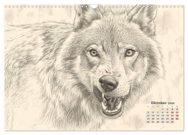 Produktbild: Wilde Seelen - Tierische Momente in Graphit (Wandkalender 2026 DIN A3 quer), CALVENDO Monatskalender