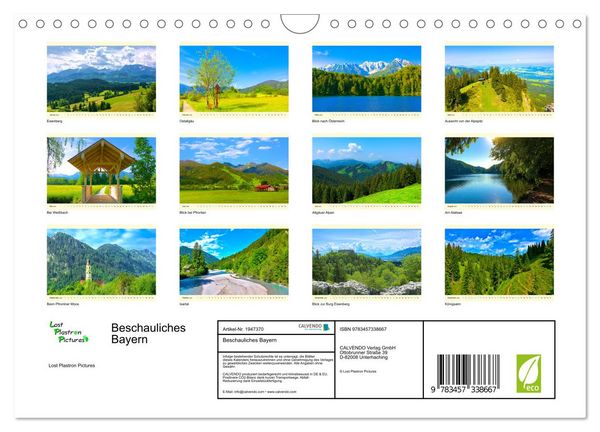 Produktbild: Beschauliches Bayern (Wandkalender 2026 DIN A4 quer), CALVENDO Monatskalender