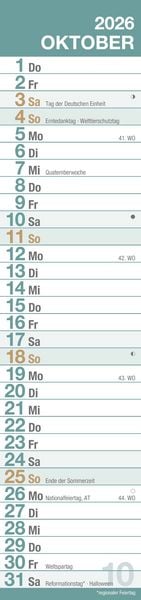 Produktbild: GROSSDRUCK Streifenplaner XL 2026 - Streifenkalender - Wandplaner - Küchen-Kalender - 15x64