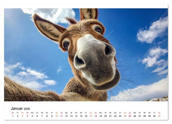 Produktbild: Esel - sanfte Seelen, gro&szlig;e Ohren (Wandkalender 2026 DIN A3 quer), CALVENDO Monatskalender