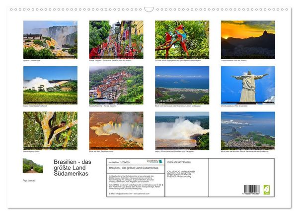 Produktbild: Brasilien - das gr&ouml;&szlig;te Land S&uuml;damerikas (Wandkalender 2026 DIN A2 quer), CALVENDO Monatskalender