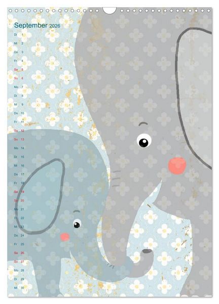 Produktbild: Tierische Motive von Little Miss Arty Illustrationen (Wandkalender 2026 DIN A3 hoch), CALVENDO Monatskalender