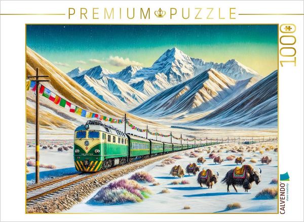 CALVENDO Puzzle Zugreise durch die Höhen des Himalayas | 1000 Teile Lege-Größe 64x48cm Foto-Puzzle für glückliche Stunden