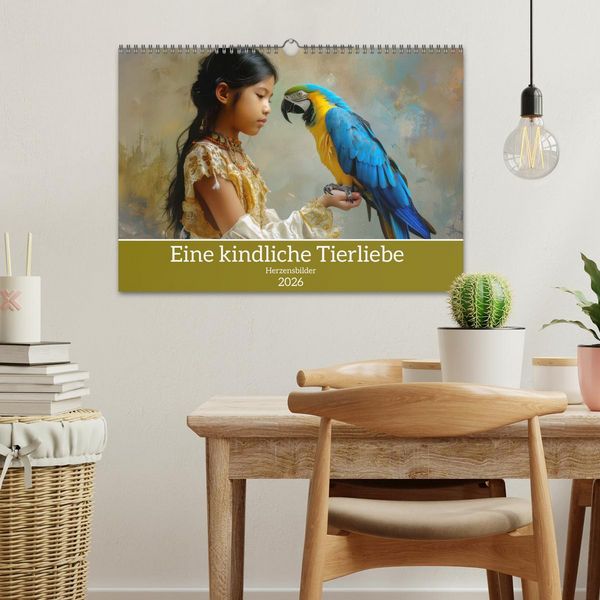 Produktbild: Eine kindliche Tierliebe - Herzensbilder (Wandkalender 2026 DIN A3 quer), CALVENDO Monatskalender