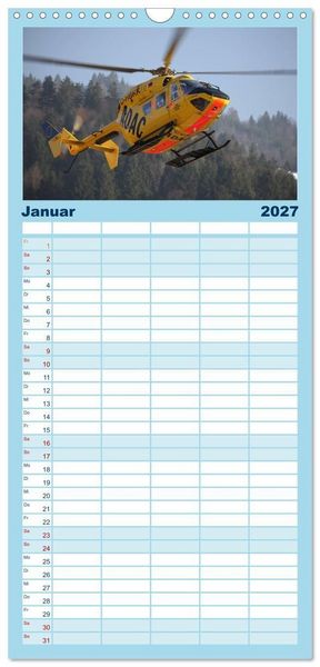 Produktbild: Familienplaner 2027 - Helikopter in der Luft mit 5 Spalten (Wandkalender, 21 x 45 cm) CALVENDO
