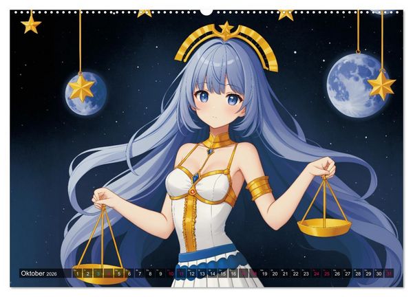 Produktbild: Manga Kalender Sternzeichen (hochwertiger Premium Wandkalender 2026 DIN A2 quer), Kunstdruck in Hochglanz