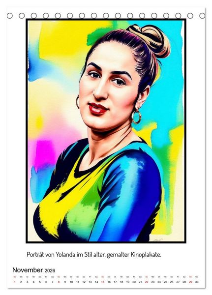 Produktbild: Yolanda, ein Portr&auml;t in vielen Grafikstilen (Tischkalender 2026 DIN A5 hoch), CALVENDO Monatskalender
