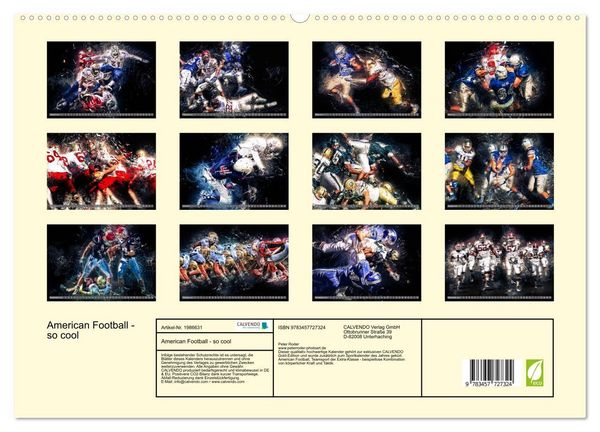 Produktbild: American Football - so cool (hochwertiger Premium Wandkalender 2026 DIN A2 quer), Kunstdruck in Hochglanz
