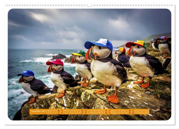 Produktbild: Lustige Papageientaucher (hochwertiger Premium Wandkalender 2027 DIN A2 quer), Kunstdruck in Hochglanz