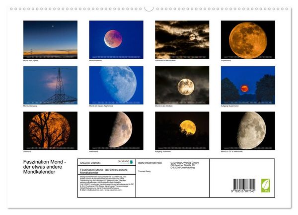 Produktbild: Faszination Mond - der etwas andere Mondkalender (hochwertiger Premium Wandkalender 2027 DIN A2 quer), Kunstdruck in Hochglanz