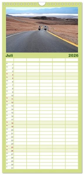 Produktbild: Familienplaner 2026 - Born to be Wild - Mit der Harley durch den S&uuml;dwesten der USA mit 5 Spalten (Wandkalender, 21 x 45 cm) CALVENDO