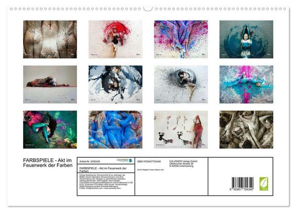 Produktbild: FARBSPIELE - Akt im Feuerwerk der Farben (hochwertiger Premium Wandkalender 2026 DIN A2 quer), Kunstdruck in Hochglanz