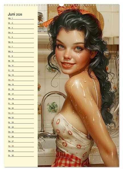 Produktbild: Schatz, ich hab gekocht! Sexy-lustige Pin-up-Girls in der K&uuml;che (hochwertiger Premium Wandkalender 2026 DIN A2 hoch), Kunstdruck in Hochglanz