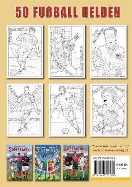 Produktbild: Fu&szlig;ball-Malbuch STARS & LEGENDEN der deutschen Nationalmannschaft ab 6 Jahren mit 50 Motiven zum Ausmalen - ohne Spielersteckbrief