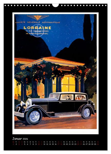 Produktbild: Historische Automobilplakate (Wandkalender 2026 DIN A3 hoch), CALVENDO Monatskalender