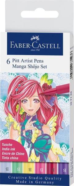 Produktbild: Faber-Castell Tuschestifte Pitt Artist Pens Manga Shojo, 6er Etui