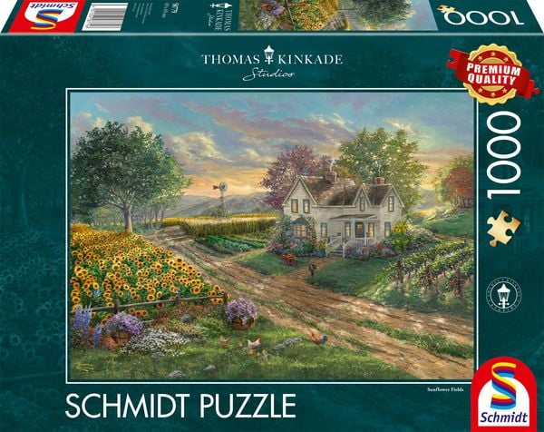 Schmidt Spiele - Thomas Kinkade - Sonnenblumenfelder, 1.000 Teile