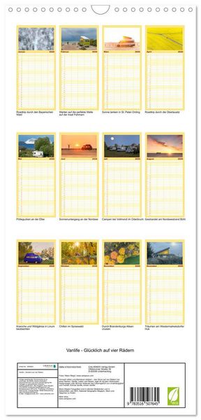 Produktbild: Familienplaner 2026 - Vanlife - Gl&uuml;cklich auf vier R&auml;dern mit 5 Spalten (Wandkalender, 21 x 45 cm) CALVENDO