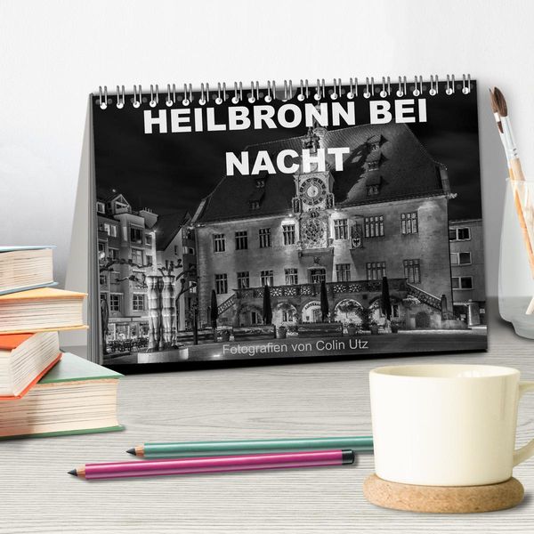 Produktbild: Heilbronn bei Nacht (Tischkalender 2026 DIN A5 quer), CALVENDO Monatskalender